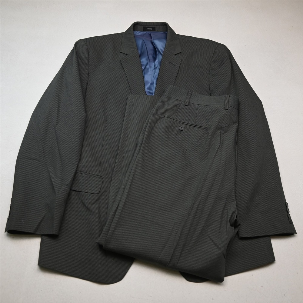 JFerrar 44R 38x30 Gray Striped Modern Mens Jacket Pants Suit